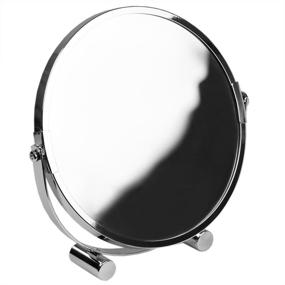 img 4 attached to Тяжелое хромированное стальное косметическое зеркало с округлой формой от Home Basics в серебристом цвете.