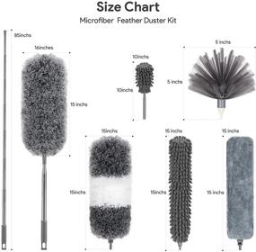 img 2 attached to 🧹 Multipurpose Microfiber Feather Duster Set - Includes 7 Flexible Cobweb Dusters with 100-Inch Extendable Pole - Washable Dusters for Efficiently Cleaning High Ceilings, Ceiling Fans, Blinds, Furniture, and Cars