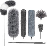 🧹 multipurpose microfiber feather duster set - includes 7 flexible cobweb dusters with 100-inch extendable pole - washable dusters for efficiently cleaning high ceilings, ceiling fans, blinds, furniture, and cars logo