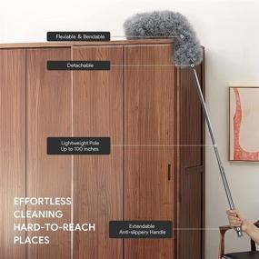 img 3 attached to 🧹 Multipurpose Microfiber Feather Duster Set - Includes 7 Flexible Cobweb Dusters with 100-Inch Extendable Pole - Washable Dusters for Efficiently Cleaning High Ceilings, Ceiling Fans, Blinds, Furniture, and Cars