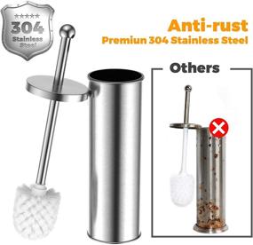 img 1 attached to 🚽 Silver Stainless Steel Toilet Brush and Holder Set - JIGA Toilet Bowl Scrubber Brush with Stiff Bristles for Deep Cleaning