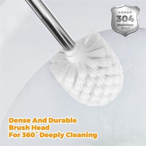 img 2 attached to 🚽 Silver Stainless Steel Toilet Brush and Holder Set - JIGA Toilet Bowl Scrubber Brush with Stiff Bristles for Deep Cleaning