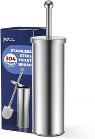 img 4 attached to 🚽 Silver Stainless Steel Toilet Brush and Holder Set - JIGA Toilet Bowl Scrubber Brush with Stiff Bristles for Deep Cleaning