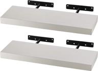 🌿 rustic acacia wood floating shelves (set of 2) - 23" long, wall mounted with invisible brackets - home décor storage shelf, 6" depth, 1.6" thick - white logo