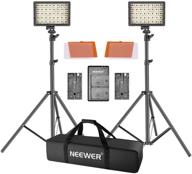 📸 neewer led video light kit: dimmable 160 led photo light panel with light stand - perfect for youtube studio photography & shooting - includes carry case, charger & batteries logo