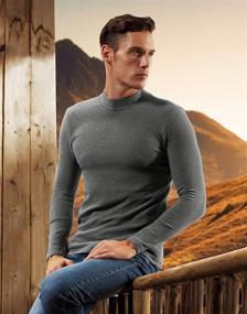 img 3 attached to XShing Mens Long Sleeve Turtleneck T Shirts: Slim Fit Athleisure Sweater for Warmth and Style!