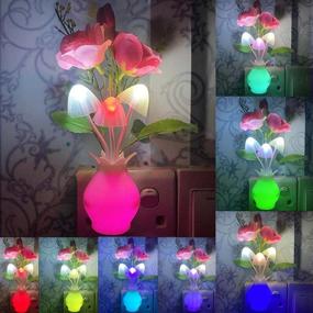 img 3 attached to 🌼 Set of 4 UTLK LED Night Lights Plug in with Dusk to Dawn Sensor, 7 Color Change, Wall Lamps Nightlights for Kids Adults, Bedroom, Bathroom, Kitchen, Hallway, Stairs - Flower Design