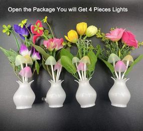 img 2 attached to 🌼 Set of 4 UTLK LED Night Lights Plug in with Dusk to Dawn Sensor, 7 Color Change, Wall Lamps Nightlights for Kids Adults, Bedroom, Bathroom, Kitchen, Hallway, Stairs - Flower Design