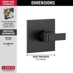 img 3 attached to 💧 Delta Faucet Ara 14 Series Single-Function Matte Black Shower Handle Valve Trim Kit T14067-BL (Valve Not Included)