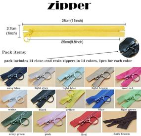 img 2 attached to 🔒 Colorful Resin Zippers with Ring Pulls - #3 Plastic Zippers with Lifting Ring Pulls - Close-End Zippers for DIY Clothes, Handbags, Sewing Crafts, Bags - Mixed 14 Colors Resin Zippers - Length: 25cm (9.8 inch)