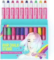 🎨 girlzone hair chalk set: 10 piece colorful temporary hair chalks for girls ages 8-12 - perfect birthday gifts & toys for 7-11 year old girls logo