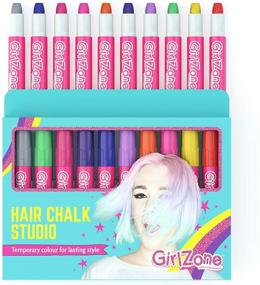 img 4 attached to 🎨 GirlZone Hair Chalk Set: 10 Piece Colorful Temporary Hair Chalks for Girls Ages 8-12 - Perfect Birthday Gifts & Toys for 7-11 Year Old Girls
