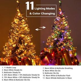 img 3 attached to 🎄 BrizLabs Color Changing Christmas Lights 180ft - 500 LED with Remote Timer, 11 Modes Warm White & Multicolor, Dimmable Xmas Decorative Lights for Indoor Outdoor Tree - Long-lasting LED String Lights