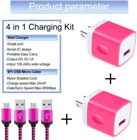 img 3 attached to 🔌 Микро-USB-кабель для зарядки Android - 4 комплекта однопортового блока стеновой зарядки с шнуром из нейлона длиной 6 футов для быстрой зарядки. Совместим с Samsung Galaxy M01, A10, A10s, S7 Edge, S6, J8, J7, J7 Duo, Note 5, Moto G5 Plus, E4, G6 Play.