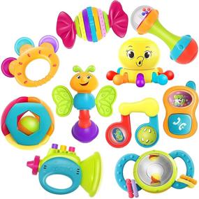 img 4 attached to 👶 iPlay, iLearn 10pcs Baby Rattle Toys: Infant Shaker, Teether, Grab and Spin Rattles, Musical Toy Set for 0-12 Months - Perfect Baby Gifts for Boys and Girls!