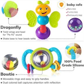 img 3 attached to 👶 iPlay, iLearn 10pcs Baby Rattle Toys: Infant Shaker, Teether, Grab and Spin Rattles, Musical Toy Set for 0-12 Months - Perfect Baby Gifts for Boys and Girls!