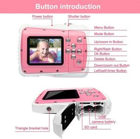 img 3 attached to 📸 Kids Camera, 3M Waterproof Camera with 2.0 Inch LCD Display, 21MP HD Digital Camera for Children - Includes 32GB Micro SD Card and Float Strap (Pink)