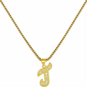 img 4 attached to Stylish Zirconia Initial Letter Necklace: Premium Plated Jewelry for Boys