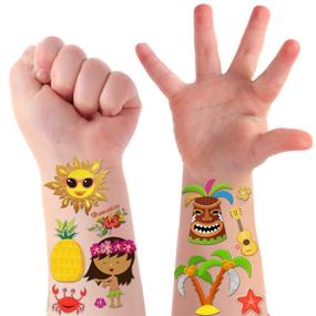 img 4 attached to 🎉 Partywind Glitter Metallic Temporary Tattoos - Fun Hawaiian Luau Birthday Party Decorations for Kids and Adults