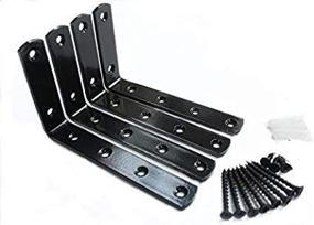 img 2 attached to 🔩 MHMYDZ 4 Pcs Black Steel Heavy Duty 'L' Corner Brace Joint Angle Bracket Shelf Bracket – Decorative Corner Brackets for Wall Hanging (With Screws) – 125mmX75mm/5 InchX3 Inch