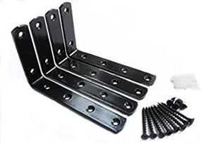 img 1 attached to 🔩 MHMYDZ 4 Pcs Black Steel Heavy Duty 'L' Corner Brace Joint Angle Bracket Shelf Bracket – Decorative Corner Brackets for Wall Hanging (With Screws) – 125mmX75mm/5 InchX3 Inch