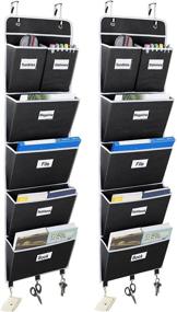 img 4 attached to 🗂️ JARLINK 5-Shelf Over The Door File Organizer - 2 Pack, Hanging Wall File Organizer for Office or Home, File Folder Storage for Notebooks, Magazine, Books, Stationery, Letters - Black