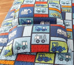 img 1 attached to 🛏️ Golden Quality Bedding Twin Size Kids Bedspread Quilts Throw Blanket for Teens Boys Bed | Printed Coverlet Multi Color Navy Blue Construction Vehicles, Towing Trucks #19-03 Twin