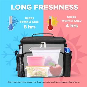 img 2 attached to 🥪 Inspirit Insulated Lunch Bag for Work - Stylish Lunch Box for Men, Women, and Boys - Ideal Lunch Cooler for Men at Work (Black)