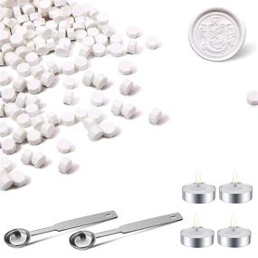 img 4 attached to 💌 Premium White Sealing Wax Beads Kit - 360pcs Octagon Wax Seal Beads with 4 Candles and 2 Melting Spoons for Elegant Wax Seal Stamp, Ideal for Beautifying Cards, Envelopes, Invitations, and Wine Packages