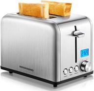 🍞 redmond st029 toaster: stainless steel 2 slice wide slot lcd countdown timer, bagel, defrost, cancel, 6-shade control - silver логотип