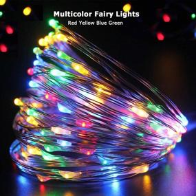 img 1 attached to 🌈 Ooklee Outdoor Solar Fairy Lights, Solar String Lights 2 Pack 33FT 100LED 8 Modes, Waterproof Silver Copper Wire Twinkle Lights for Garden Thanksgiving Christmas Party Decoration (Multi-Colored)