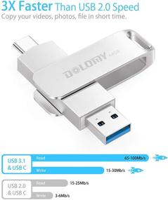 img 3 attached to 📱 Dolomy USB C Flash Drive 64GB - USB 3.1 to USB C Thumb Drive, 2-in-1 OTG, Durable Metal Type C Flash Drive for USB C Smartphones, Tablets, PCs, and Other USB C Devices