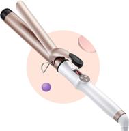 🔥 professional 1.25 inch ceramic coated curling iron: instant heat up to 450°f, 9 heat settings, lcd display, for all hair types + glove included logo