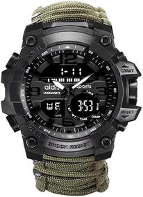 img 4 attached to 🕒 Top Brand Men's 6-in-1 Dual Display Sports Watch - Analog Digital LED Waterproof Quartz Wristwatches for Swimming and Military Activities