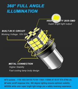 img 1 attached to Лампа Serundo Auto 1156 LED, 12V 24V супер яркая 1141 1003 BA15S LED для задних фонарей, хвостовых фонарей, освещения на RV - упаковка из 4 штук, белая