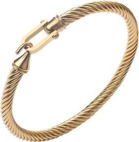 img 4 attached to 💎 Dorriss Buckle Bangle Cable Wire Bracelets - Fashionable Jewelry Gifts for Women, Best Friends, and Sisters