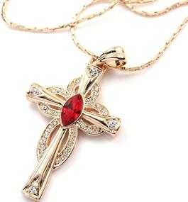 img 2 attached to FC Jory Rose & Rhodium Plated CZ Cross Pendant Necklace - Enhanced SEO