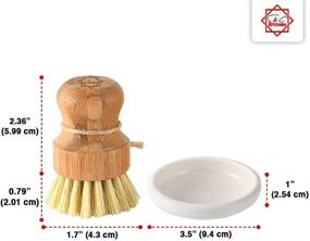 img 3 attached to 🧽 S&C Kitchen - Bamboo Pot Cleaning Brush with Ceramic Holder - Natural Bamboo (Sisal) Bristles - Ideal for Cleaning Dishes, Pots, and Sinks - Includes 1PC + Plate Set