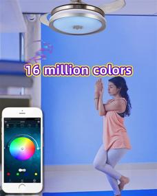 img 1 attached to 🔊 NUTCRUST 42 Inch 36W Silver Retractable Ceiling Fan with Light and Bluetooth Speaker, 7 Colors Change Bluetooth Speaker Music Player Chandelier, Modern Ceiling Fan with Remote Control (Modern)