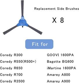 img 1 attached to 🔧 Запасные боковые щетки BBT BAMBOOST - совместимы с моделями Coredy R300 R550(R500+) R650 R700 R3500, GOOVI 1600PA, Bagotte BG600, iMartine 1600PA, Amarey A800 A900 Robot Vacuum Cleaner - Набор из 8 штук.