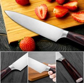 img 1 attached to 🔪 Дамаскский 8-дюймовый нож для шеф-повара: профессиональный кухонный нож с эргономичной ручкой, ультра-острый нож для кухни и ресторана - изготовлен из немецкой высокоуглеродистой нержавеющей стали (1.4116)