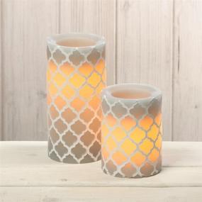 img 1 attached to Sterno Home CGT11849GY Carved Quatrefoil 6-Inch Gray LED Flameless Pillar Candle with 5-Hour Timer