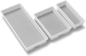 img 3 attached to 📦 White 3-Tray Bin Pack by madesmart - Classic Collection for Multi-Purpose Storage with Soft-grip Lining, Non-slip Rubber Feet, and Durability - BPA-Free