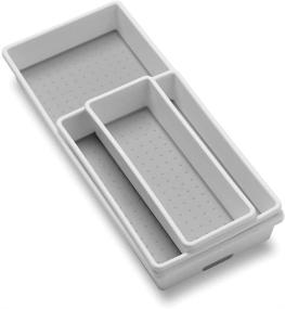 img 4 attached to 📦 White 3-Tray Bin Pack by madesmart - Classic Collection for Multi-Purpose Storage with Soft-grip Lining, Non-slip Rubber Feet, and Durability - BPA-Free