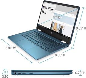 img 1 attached to 💻 Laptop HP X360 14a Chromebook 14&#34; HD Touchscreen, Intel Celeron, 4GB DDR4 64GB eMMC WiFi Webcam Stereo Speakers Bluetooth 4.2 Chrome Blue Metallic Color - Entertaining from Any Angle