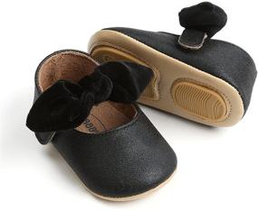 img 4 attached to Anti-Slip Rubber Sole Bow Toddler Princess Dress Shoes - Mary Jane Flats for Baby Girls