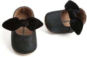 img 1 attached to Anti-Slip Rubber Sole Bow Toddler Princess Dress Shoes - Mary Jane Flats for Baby Girls