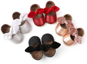 img 3 attached to Anti-Slip Rubber Sole Bow Toddler Princess Dress Shoes - Mary Jane Flats for Baby Girls