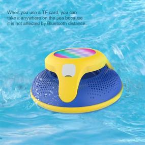 img 3 attached to 🔊 IPX7 Waterproof Bluetooth Speaker for Pool Floating, Portable Wireless Shower Speakers with Deep Bass and Colorful LED Light - Ideal for Outdoor Swimming Pool, Hot Tub, Home Party (Yellow)