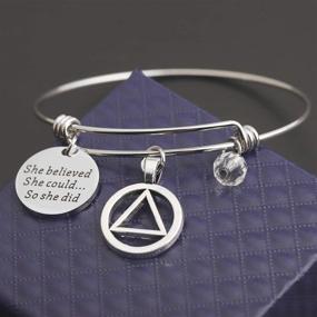 img 2 attached to 🎁 Recovery Gift - Sobriety Jewelry for AA Members | AA Bracelet | Sober Recovery Gift | She Believed She Could So She Did | Sobriety Bracelet | Alcoholics Anonymous Jewelry